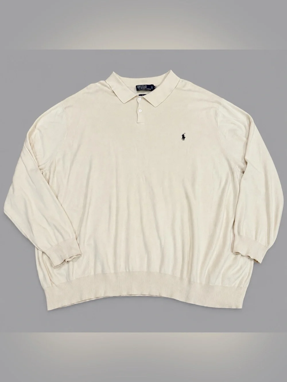 Polo Ralph Lauren Polo 5XB Mens Cream Pima Cotton Sweater Big & Tall Pony Preppy